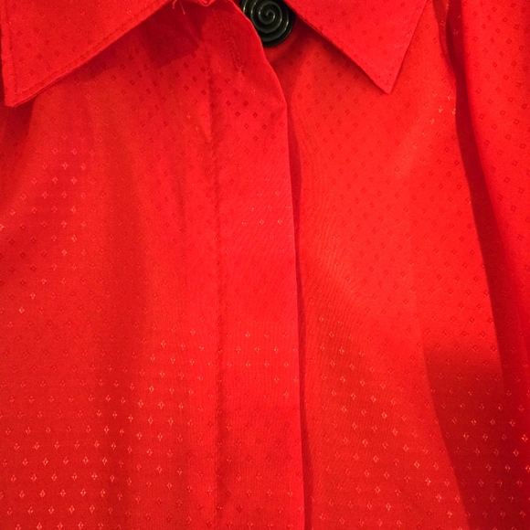 Red Long Sleeve Blouse by Cape Cod, Subtle Design, Size Medium - Picture 6 of 9